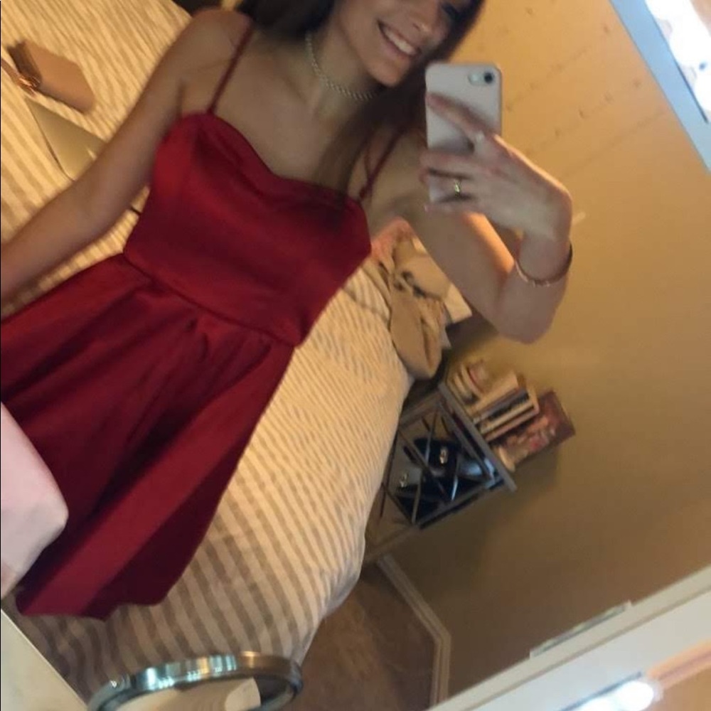 red satin dress